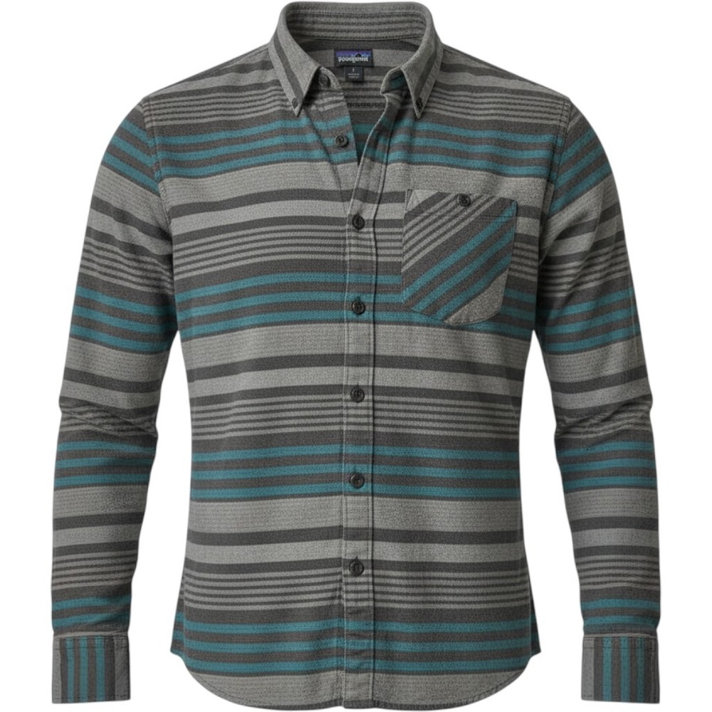 Patagonia Shirt Womens 2 Grey Blue Organic Cotton Stripe Long Sleeve Flannel